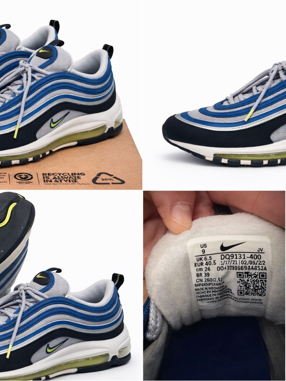 Nike Air Max 97 OG Atlantic Blue DQ9131-400 Women’s Size 9 Worn Once